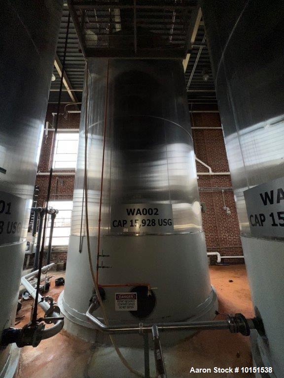 Used Feldmeier 15,000 Gallon Stainless Steel Tank – 304 SS, CIP, Dished Top & Bottom, Skirt Mounted