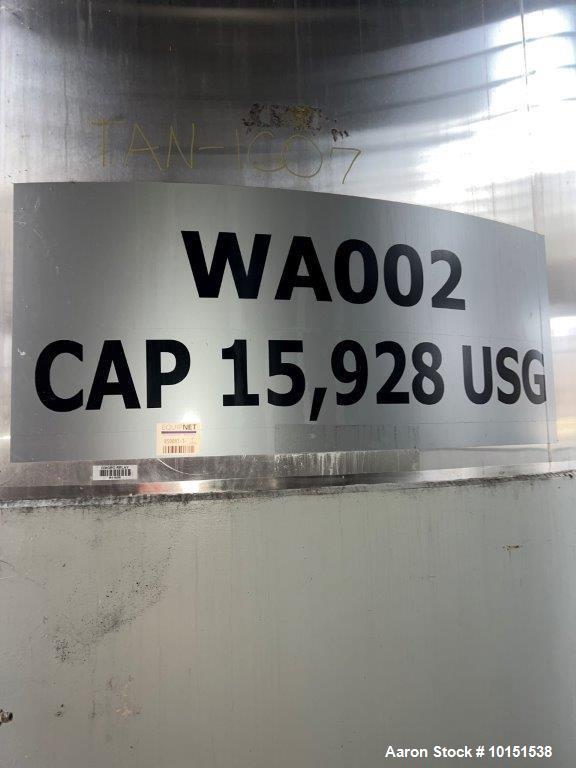 Used Feldmeier 15,000 Gallon Stainless Steel Tank – 304 SS, CIP, Dished Top & Bottom, Skirt Mounted