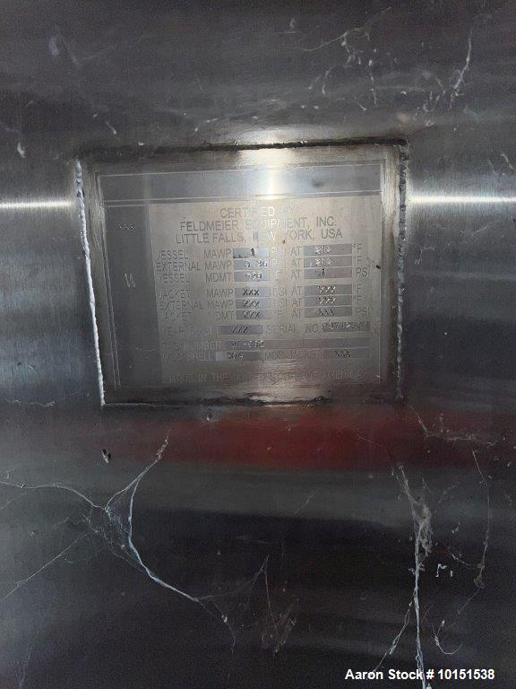Used Feldmeier 15,000 Gallon Stainless Steel Tank – 304 SS, CIP, Dished Top & Bottom, Skirt Mounted
