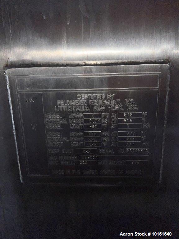 Used Feldmeier 304 Stainless Steel Holding Tank. Approximately 15,000 Gallon capacity