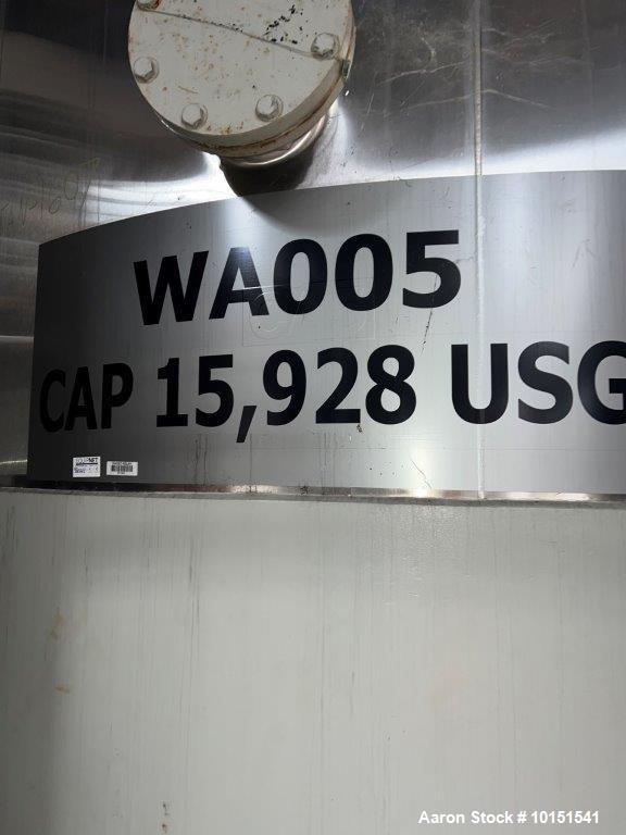 Used Approximately 15,000 Gallon Feldmeier Stainless Steel Tank. 144" dia