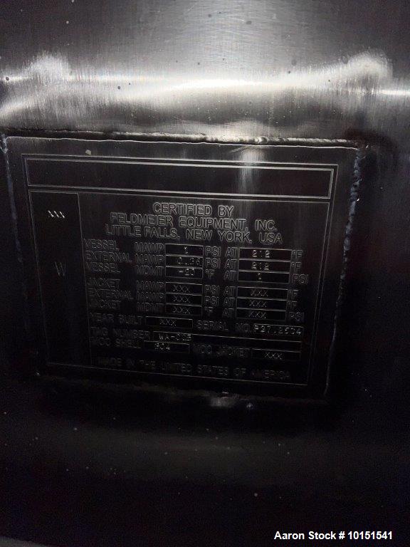 Used Approximately 15,000 Gallon Feldmeier Stainless Steel Tank. 144" dia