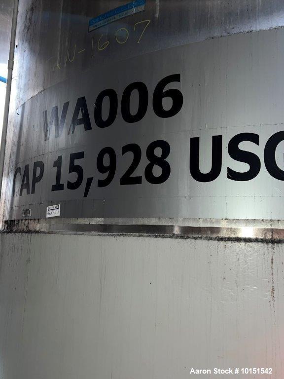 Used Approximately 15,000 Gallon capacity Feldmeier Equipment Stainless Steel Tank