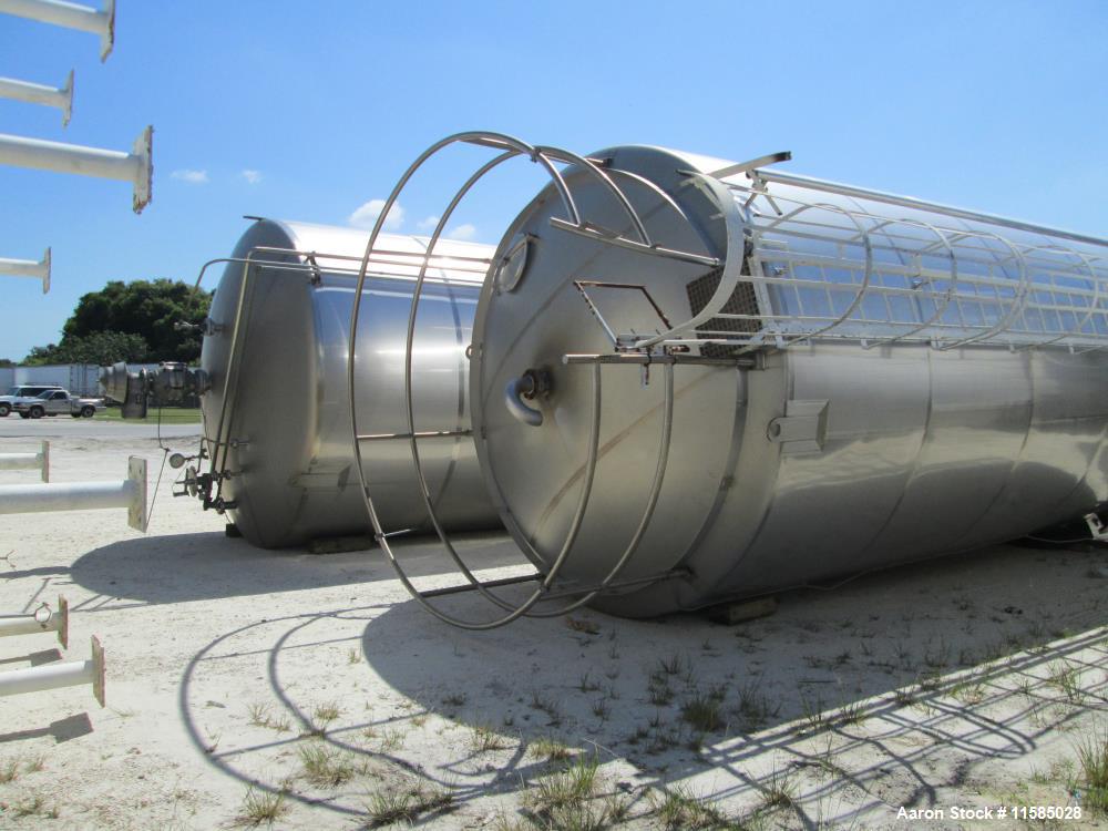 Used- 20,000 Gallon Feldmeier Vertical 304 Stainless Steel Storage Tank. 2B Finish. 142" diameter x 25' straight side. Flat ...