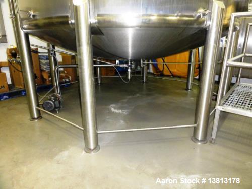 Used- Feldmeier 16,300 Gallon Vertical Top Agitated Mixing Tank, Stainless Steel. 14'5" diameter x 17' straightwall x 23' ov...