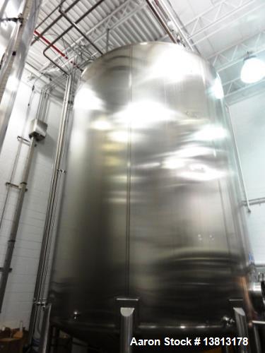 Used Feldmeier 16,300 Gallon Vertical Top Agitated Mixing Tank, Stainless Steel. 14'5" diameter x 17' straightwall x 23' overall height. Tank dims. 199" Strightwall x 158" Diameter sight glass. (8) S...