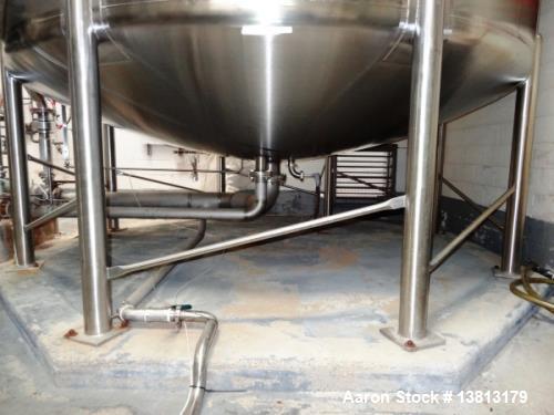Used- Feldmeier 9,000 Gallon Vertical Storage Tank, Stainless Steel. Dish top and dish bottom with center 6" 150lb discharge...