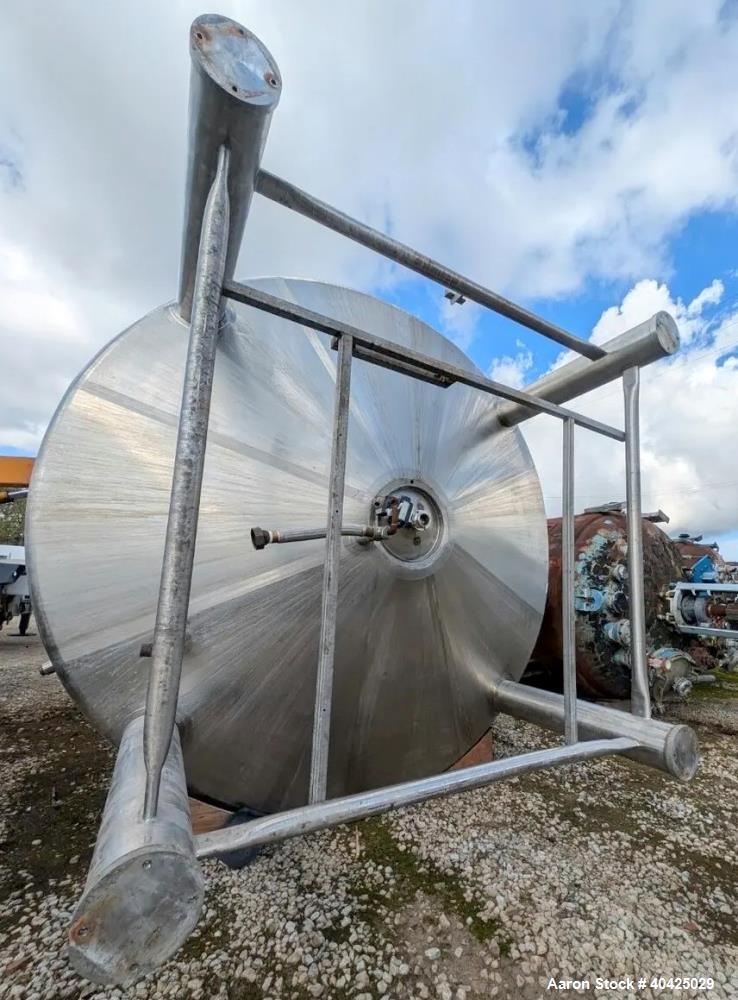 Used Feldmeier 10,000 Gallon Twin Motion Kettle. 316 stainless steel construction. Approximately 152" inner diameter x 132" straight side, dish top, cone bottom, Atmospheric internal, jacketed 84" of...