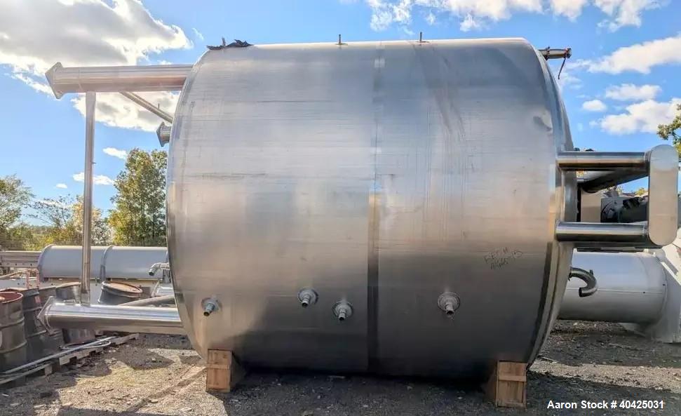 Used 10,000 Gallon Feldmeier Twin Motion Kettle. 316 stainless steel construction. approximately 152" inner diameter x 132" straight side, dish top, cone bottom, Atmospheric internal, jacketed 84" of...