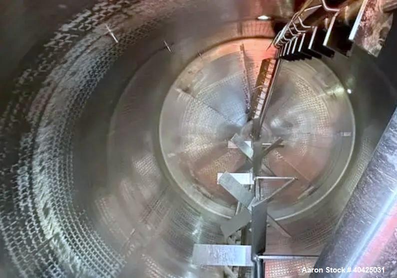 Used 10,000 Gallon Feldmeier Twin Motion Kettle. 316 stainless steel construction. approximately 152" inner diameter x 132" straight side, dish top, cone bottom, Atmospheric internal, jacketed 84" of...