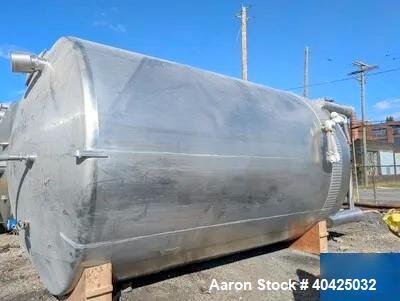 Used Feldmeier 10,000 Gallon Storage Tank. 316 stainless steel construction. Approximately 126" inner diameter x 180" straight side, dish top and bottom. 12" high side bottom belly jacket rated 100 p...