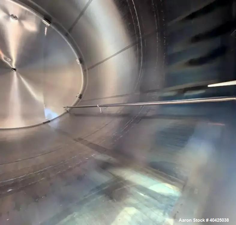 Used Feldmeier 12,000 Gallon Storage Tank. 316 stainless steel construction. Approximately 136" inner diameter x 180"straight side, dish top and bottom, 20" top manway, 3" center bottom outlet. Mount...
