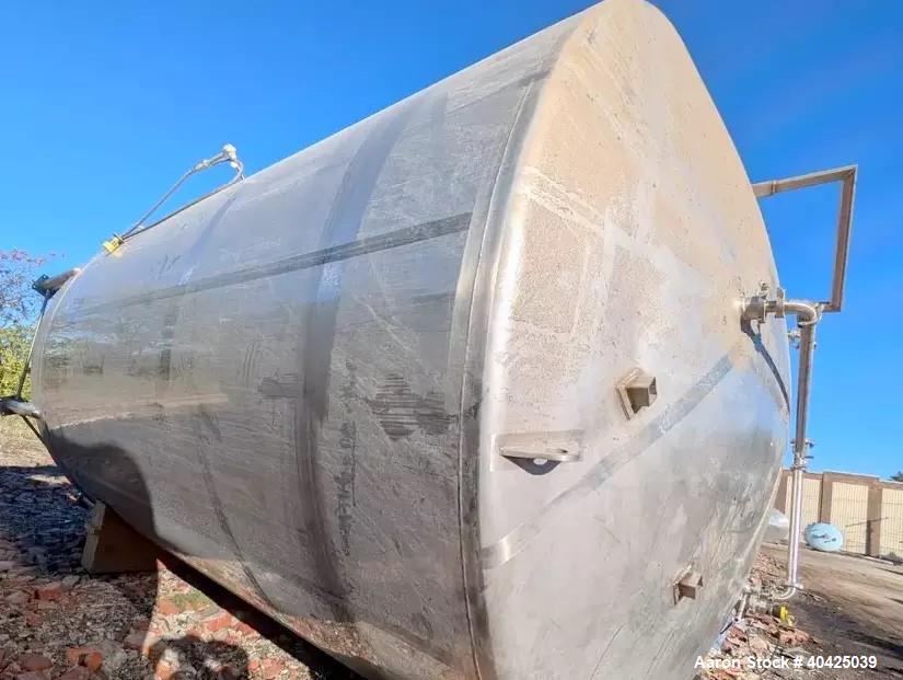 Used Feldmeier 12,000 Gallon Storage Tank. 316 stainless steel construction. Approximately 136" inner diameter x 180"straight side, dish top and bottom, 20" top manway, 3" center bottom outlet. Mount...