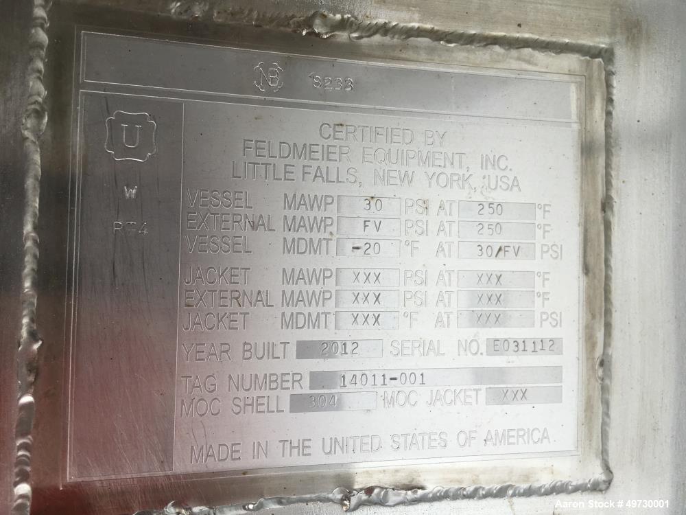 Used Feldmeier 25,000 Gallon 304 Stainless Steel Polished Vertical Vacuum Tank