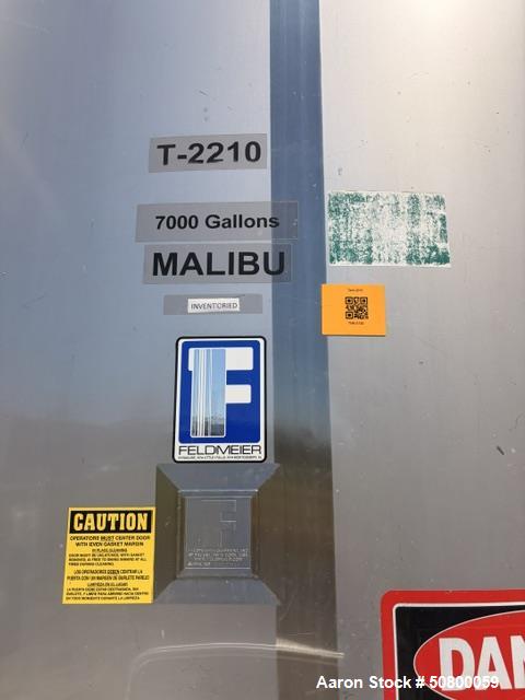 Used Feldmeier 7,000 Gallon Stainless Steel Mix Tank with Lightnin Agitator – Single Wall Process Tank