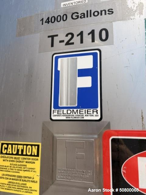 Used Feldmeier 14,000 Gallon Stainless Steel Mix Tank with Lightnin Agitator – Single Wall Process Vessel