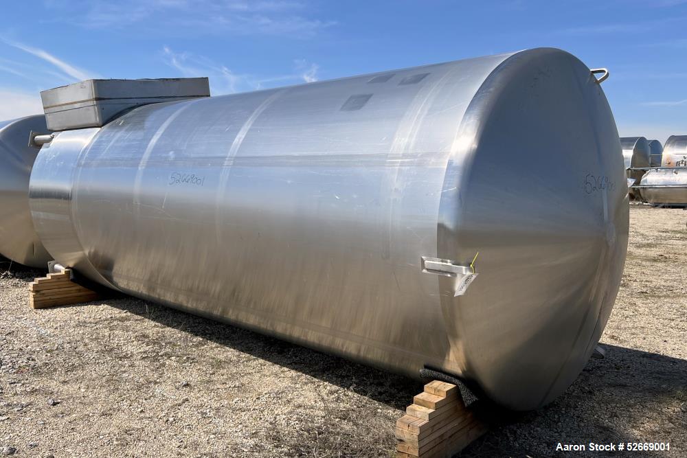 Used Feldmeier Single Wall Tank, 6,000 Gallon, 304 Stainless Steel, Vertical.  Approximate 90" diameter x 228" straight side. Dished top, sloped bottom (3/4" per foot pitch). Alcove with 16" x 20" ma...