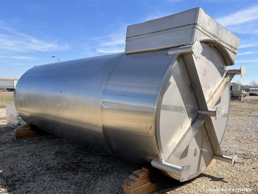 Used Feldmeier Single Wall Tank, 6,000 Gallon, 304 Stainless Steel, Vertical.  Approximate 90" diameter x 228" straight side. Dished top, sloped bottom (3/4" per foot pitch). Alcove with 16" x 20" ma...