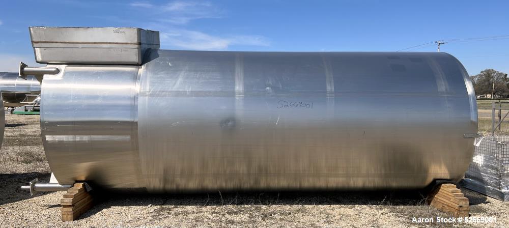 Used Feldmeier Single Wall Tank, 6,000 Gallon, 304 Stainless Steel, Vertical.  Approximate 90" diameter x 228" straight side. Dished top, sloped bottom (3/4" per foot pitch). Alcove with 16" x 20" ma...