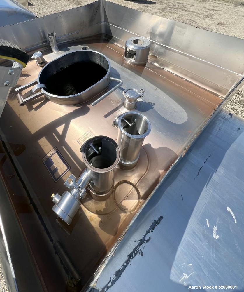 Used Feldmeier Single Wall Tank, 6,000 Gallon, 304 Stainless Steel, Vertical.  Approximate 90" diameter x 228" straight side. Dished top, sloped bottom (3/4" per foot pitch). Alcove with 16" x 20" ma...