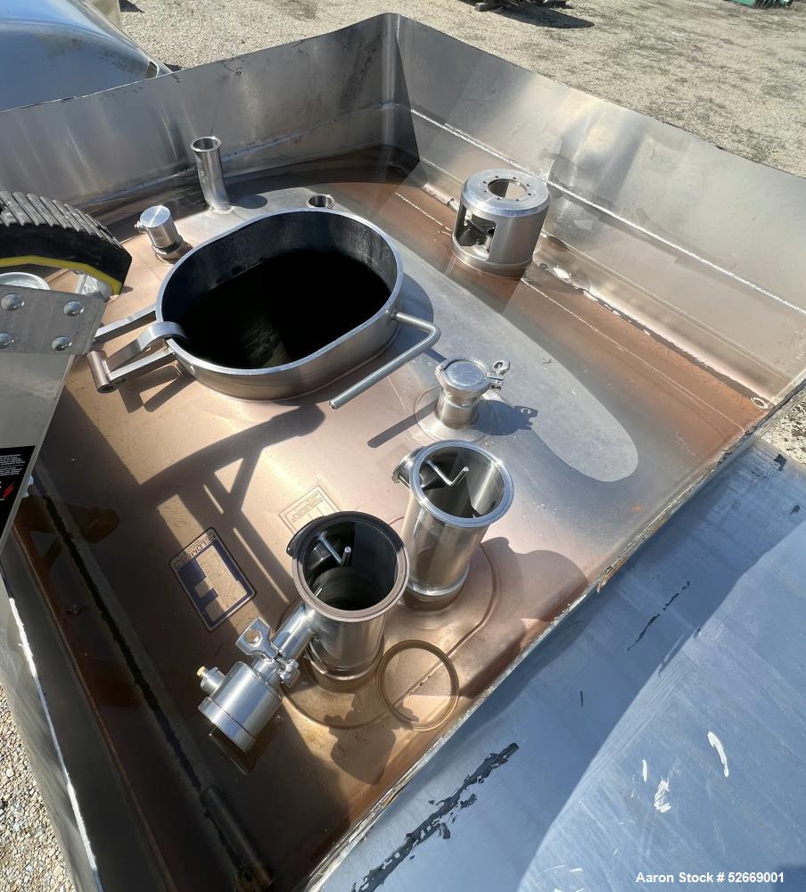 Used Feldmeier Single Wall Tank, 6,000 Gallon, 304 Stainless Steel, Vertical.  Approximate 90" diameter x 228" straight side. Dished top, sloped bottom (3/4" per foot pitch). Alcove with 16" x 20" ma...