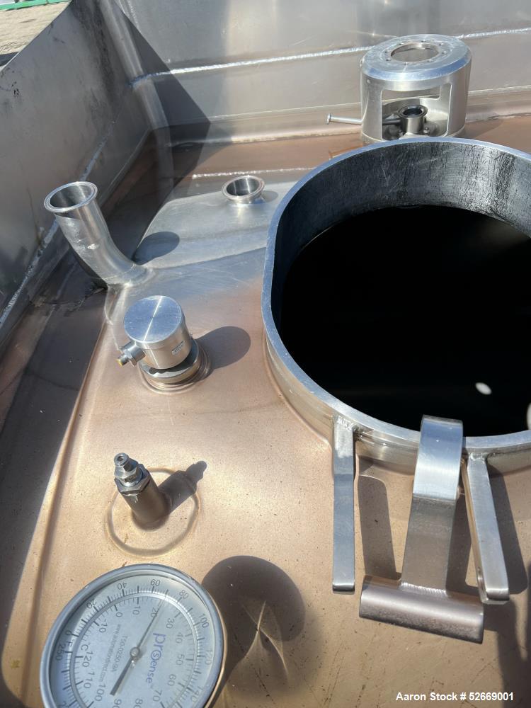 Used Feldmeier Single Wall Tank, 6,000 Gallon, 304 Stainless Steel, Vertical.  Approximate 90" diameter x 228" straight side. Dished top, sloped bottom (3/4" per foot pitch). Alcove with 16" x 20" ma...