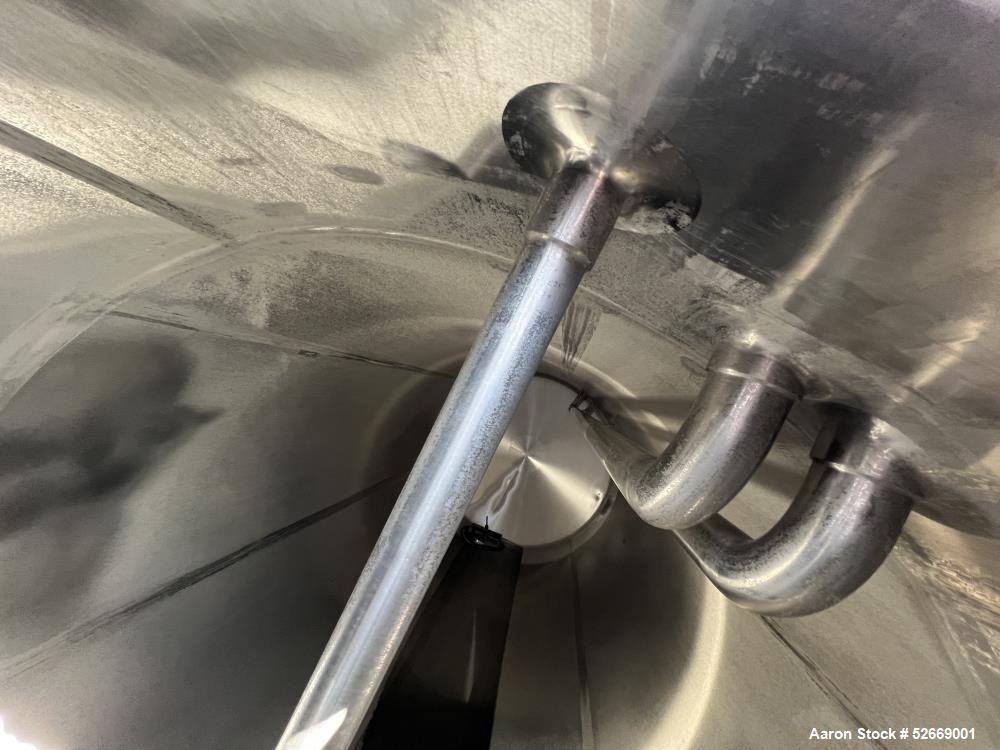Used Feldmeier Single Wall Tank, 6,000 Gallon, 304 Stainless Steel, Vertical.  Approximate 90" diameter x 228" straight side. Dished top, sloped bottom (3/4" per foot pitch). Alcove with 16" x 20" ma...