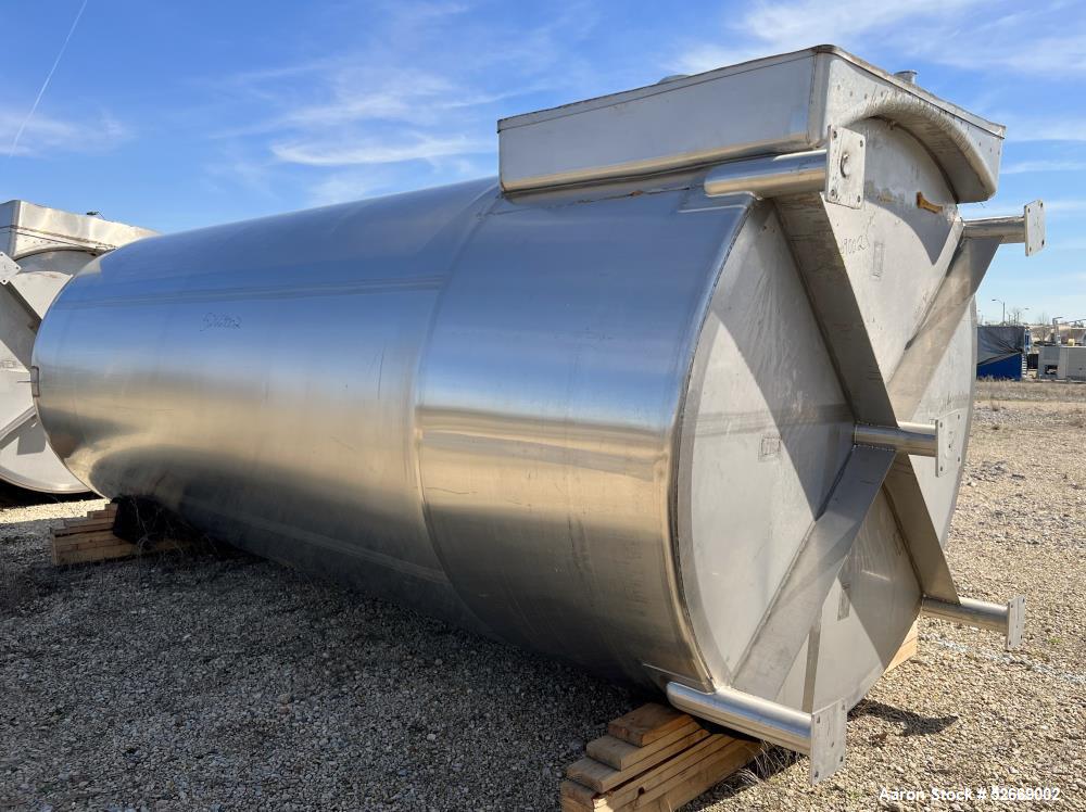 Used Feldmeier Single Wall Tank, 6,000 Gallon, 304 Stainless Steel, Vertical.  Approximate 90" diameter x 228" straight side. Dished top, sloped bottom (3/4" per foot pitch). Alcove with 16" x 20" ma...