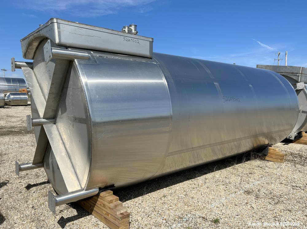 Used Feldmeier Single Wall Tank, 6,000 Gallon, 304 Stainless Steel, Vertical.  Approximate 90" diameter x 228" straight side. Dished top, sloped bottom (3/4" per foot pitch). Alcove with 16" x 20" ma...