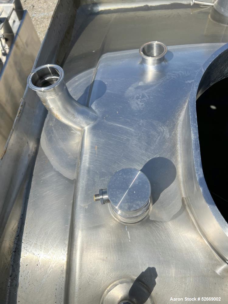 Used Feldmeier Single Wall Tank, 6,000 Gallon, 304 Stainless Steel, Vertical.  Approximate 90" diameter x 228" straight side. Dished top, sloped bottom (3/4" per foot pitch). Alcove with 16" x 20" ma...