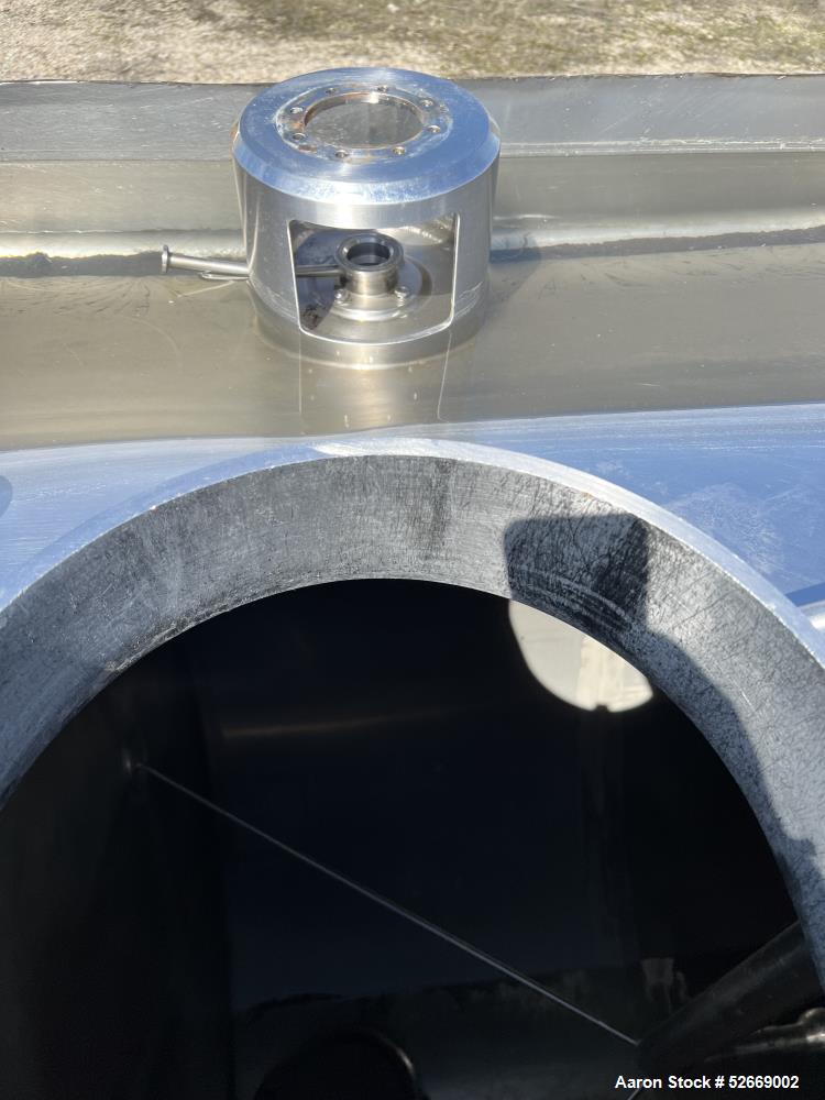 Used Feldmeier Single Wall Tank, 6,000 Gallon, 304 Stainless Steel, Vertical.  Approximate 90" diameter x 228" straight side. Dished top, sloped bottom (3/4" per foot pitch). Alcove with 16" x 20" ma...