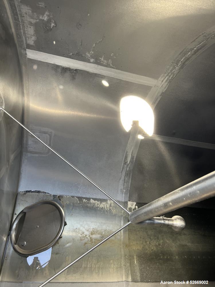 Used Feldmeier Single Wall Tank, 6,000 Gallon, 304 Stainless Steel, Vertical.  Approximate 90" diameter x 228" straight side. Dished top, sloped bottom (3/4" per foot pitch). Alcove with 16" x 20" ma...