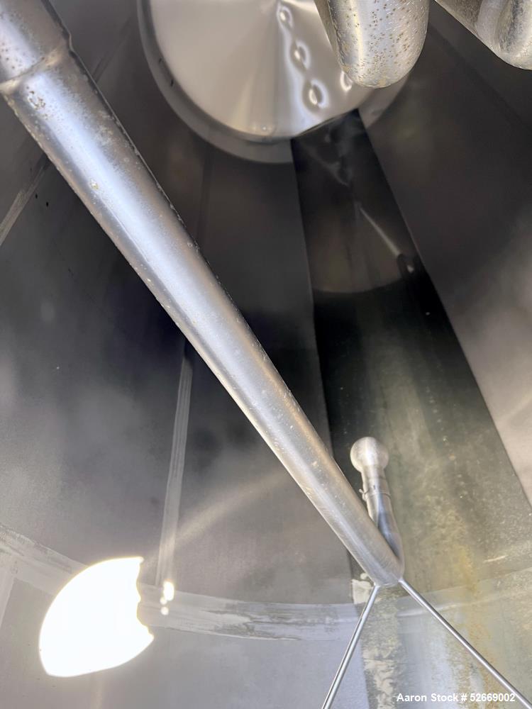 Used Feldmeier Single Wall Tank, 6,000 Gallon, 304 Stainless Steel, Vertical.  Approximate 90" diameter x 228" straight side. Dished top, sloped bottom (3/4" per foot pitch). Alcove with 16" x 20" ma...