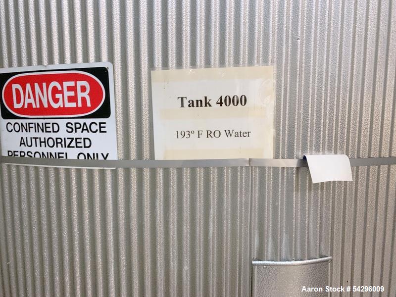 Used Feldmeier Approximate 5,000 Gallon Stainless Steel Tank. Previously held water for RO.