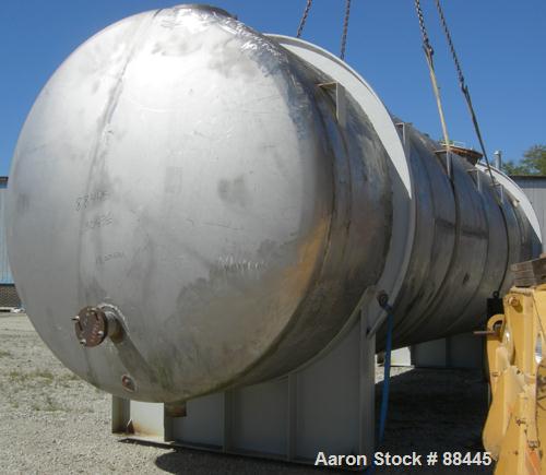 USED: Fesco tank, 20,000 gallon, 304 stainless steel, horizontal. Approximate 120" diameter x 384" straight side. Dished heads. Internal rated 0 psi at 180 deg F. Openings: top (1) 24" manway with co...