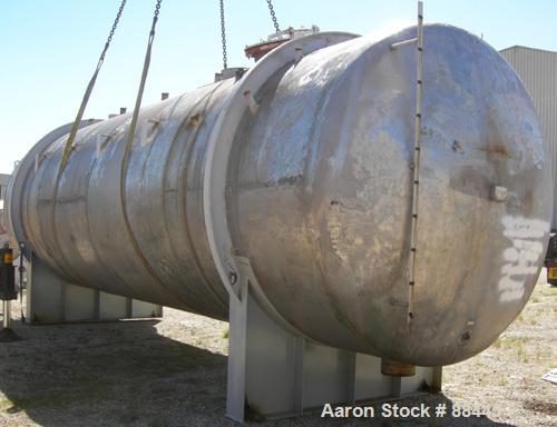 USED: Fesco tank, 20,000 gallon, 304 stainless steel, horizontal. Approximate 120" diameter x 384" straight side. Dished heads. Internal rated 0 psi at 180 deg F. Openings: top (1) 24" manway with co...