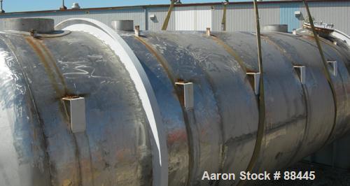 USED: Fesco tank, 20,000 gallon, 304 stainless steel, horizontal. Approximate 120" diameter x 384" straight side. Dished heads. Internal rated 0 psi at 180 deg F. Openings: top (1) 24" manway with co...