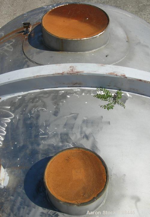 USED: Fesco tank, 20,000 gallon, 304 stainless steel, horizontal. Approximate 120" diameter x 384" straight side. Dished heads. Internal rated 0 psi at 180 deg F. Openings: top (1) 24" manway with co...