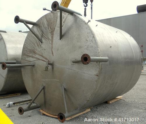 Used Filpaco Industries Tank, Approximate 6,000 Gallon, 304 Stainless Steel, Vertical.  Approximate 114" diameter x 132" straight side, slight cone top, slight dish bottom.  Top openings:  20" manway...