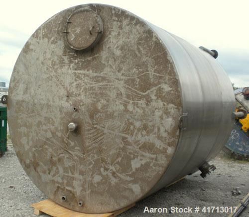 Used Filpaco Industries Tank, Approximate 6,000 Gallon, 304 Stainless Steel, Vertical.  Approximate 114" diameter x 132" straight side, slight cone top, slight dish bottom.  Top openings:  20" manway...