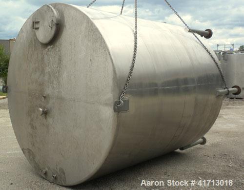 Used Filpaco Industries Tank, 6,000 Gallon, 304 Stainless Steel, Vertical.  Approximate 114" diameter x 132" straight side, slight cone top, slight dish bottom. Top openings:  20" manway with cover, ...