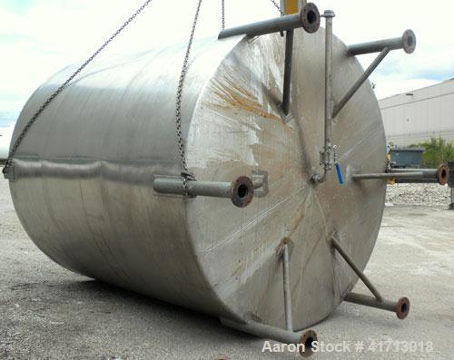 Used Filpaco Industries Tank, 6,000 Gallon, 304 Stainless Steel, Vertical.  Approximate 114" diameter x 132" straight side, slight cone top, slight dish bottom. Top openings:  20" manway with cover, ...