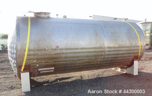 Used Hamilton Welding Company Tank, 5,200 Gallon, 304 Stainless Steel, Horizontal. Approximately 84” diameter x 202” straight side, dished heads. Openings: top 24” manway with cover, 3” side bottom o...