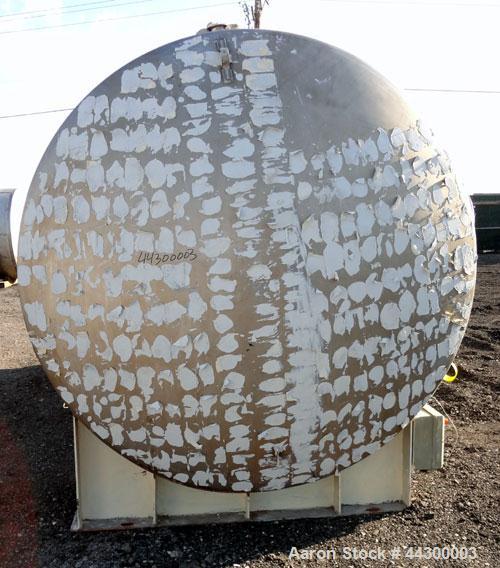 Used Hamilton Welding Company Tank, 5,200 Gallon, 304 Stainless Steel, Horizontal. Approximately 84” diameter x 202” straight side, dished heads. Openings: top 24” manway with cover, 3” side bottom o...