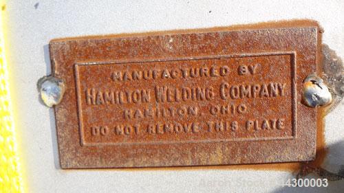 Used Hamilton Welding Company Tank, 5,200 Gallon, 304 Stainless Steel, Horizontal. Approximately 84” diameter x 202” straight side, dished heads. Openings: top 24” manway with cover, 3” side bottom o...