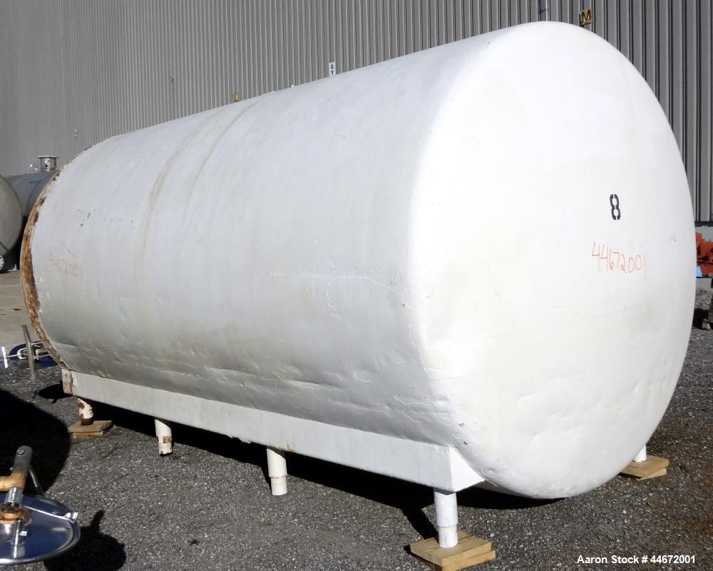 Used Heil Company Storage Tank, 5000 Gallon, 304 Stainless Steel, Horizontal. Approximately 92" diameter x 168" straight side, dished heads. Insulated with carbon steel sheathing. Side entering agita...