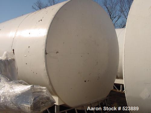 USED: 8,500 gallon Heil insulated horizontal storage tank. 304stainless steel interior, mild steel painted exterior, verticalagitator, 9'9" diameter x 18'8" long, on 10 mild steel legs,2 sightglass o...