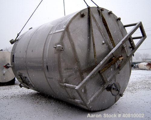 Used Highland Equipment Limited Tank, 11,887 Gallon, 304 Stainless Steel, Vertical.  132" diameter x 180" straight side, coned top and bottom.  Fixed stainless steel agitator bridge with a top enteri...