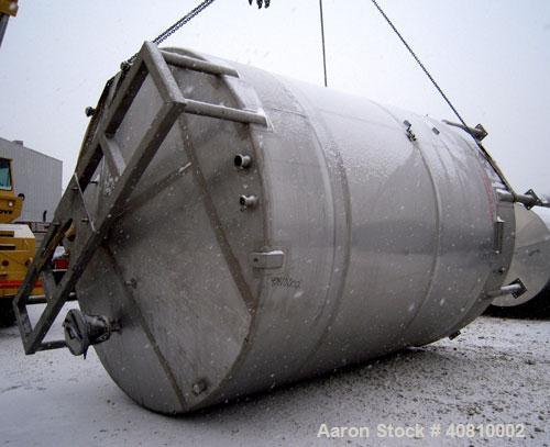 Used Highland Equipment Limited Tank, 11,887 Gallon, 304 Stainless Steel, Vertical.  132" diameter x 180" straight side, coned top and bottom.  Fixed stainless steel agitator bridge with a top enteri...