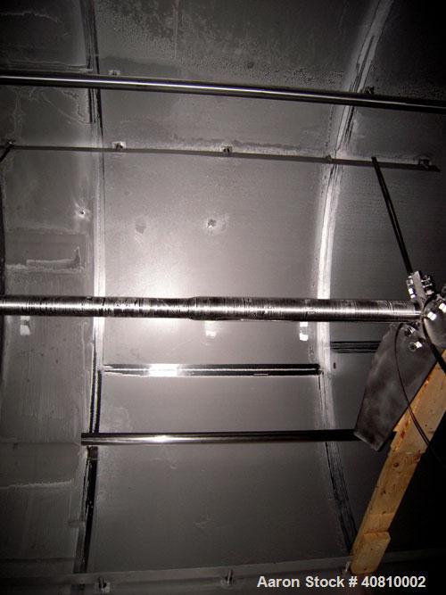 Used Highland Equipment Limited Tank, 11,887 Gallon, 304 Stainless Steel, Vertical.  132" diameter x 180" straight side, coned top and bottom.  Fixed stainless steel agitator bridge with a top enteri...